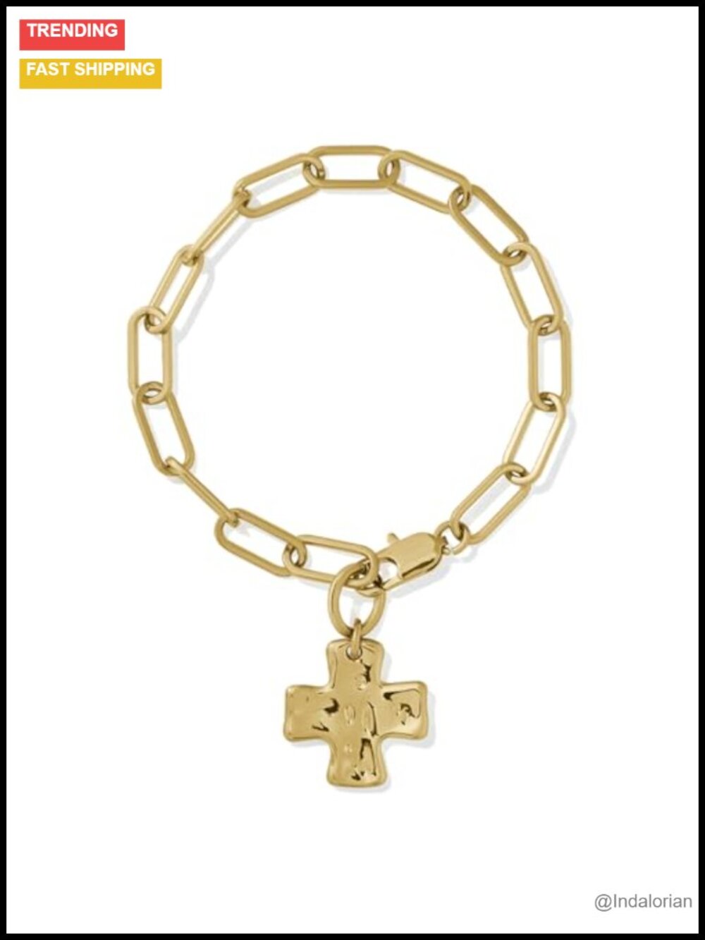 Chunky Cross Chain Bracelet for Women – Gold PVD Coated, Waterproof,